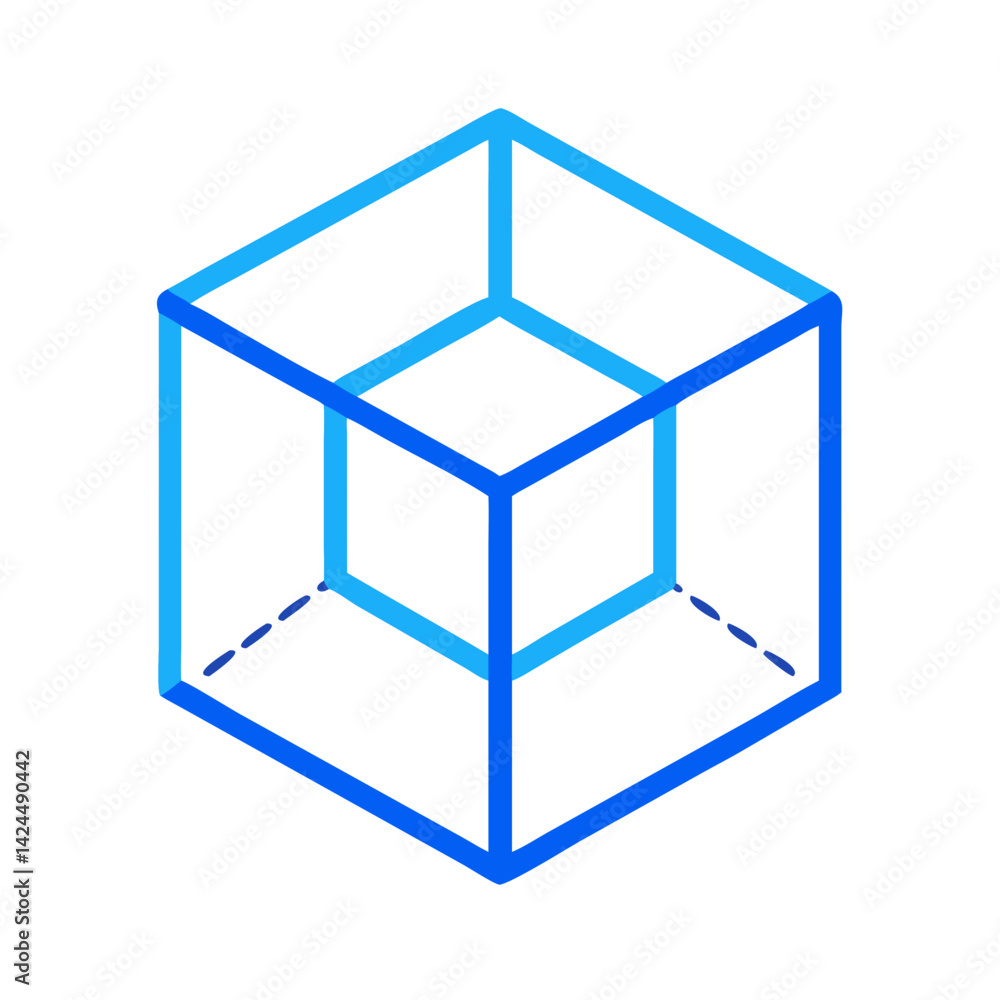 3D Cube Icon Representing Isometric Design and Structural Geometry 3D Cube Icon Representing Isometric Design and Structural Geometry