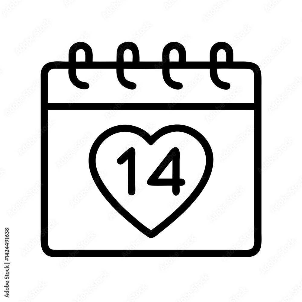 Calendar with Heart Icon Representing Anniversary and Special Date Celebration Calendar with Heart Icon Representing Anniversary and Special Date Celebration