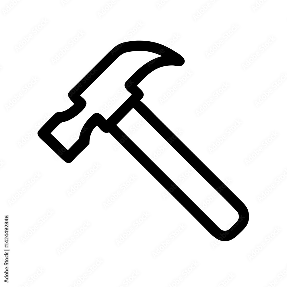 Hammer with a wooden handle on a plain background Hammer with a wooden handle on a plain background