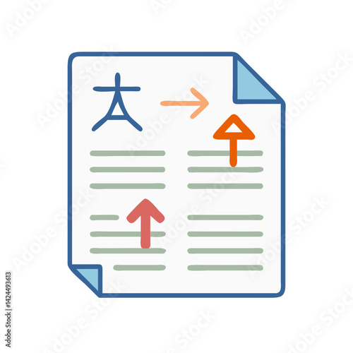 Document with Characters Icon Representing Written Language and Text Communication