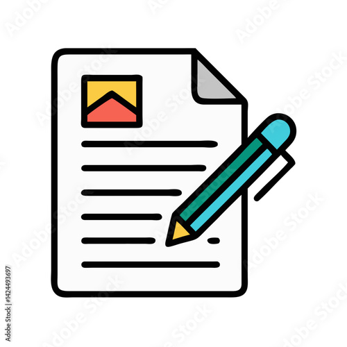 Document with Pen Icon Representing Article Writing and Content Creation
