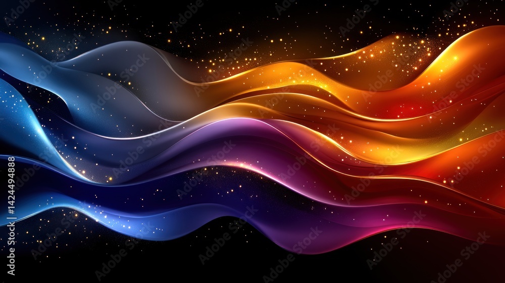 Swirling ribbons of color flow gracefully, creating a mesmerizing celestial effect Swirling ribbons of color flow gracefully, creating a mesmerizing celestial effect