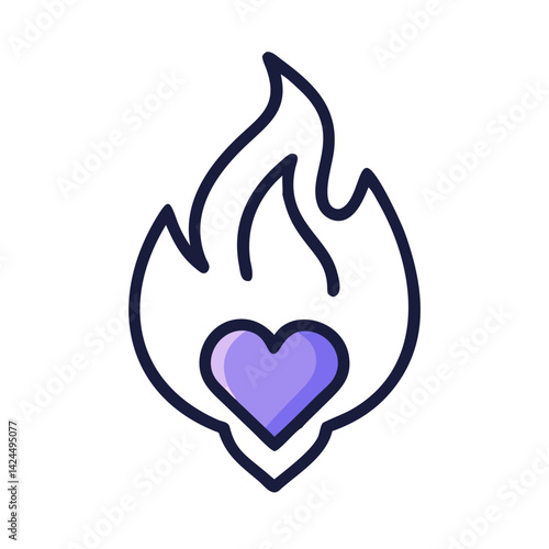Flame with Heart Icon Representing Passion and Motivation in Emotional Drive