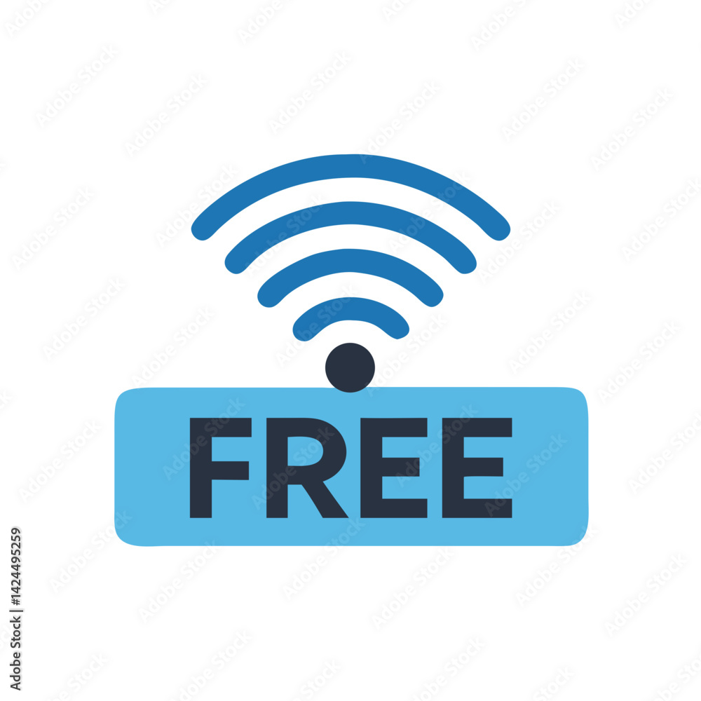 Free Wi-Fi Sign Icon Representing Complimentary Internet Access Free Wi-Fi Sign Icon Representing Complimentary Internet Access
