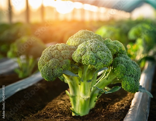 Wallpaper Mural fresh broccoli growing in greenhouse under sunlight concept of organic farming sustainable agriculture healthy vegetables Torontodigital.ca