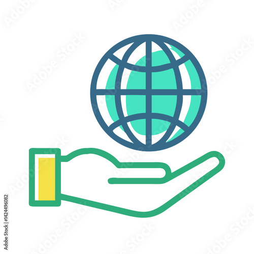 Hand Holding Globe Icon Representing Global Responsibility and Environmental Care