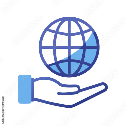 Hand Holding Globe Icon Representing Global Responsibility and Environmental Care