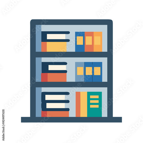 Library Bookshelf Icon Representing Language Resources and Educational Materials