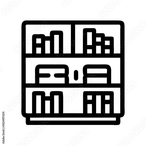 Library Bookshelf Icon Representing Language Resources and Educational Materials
