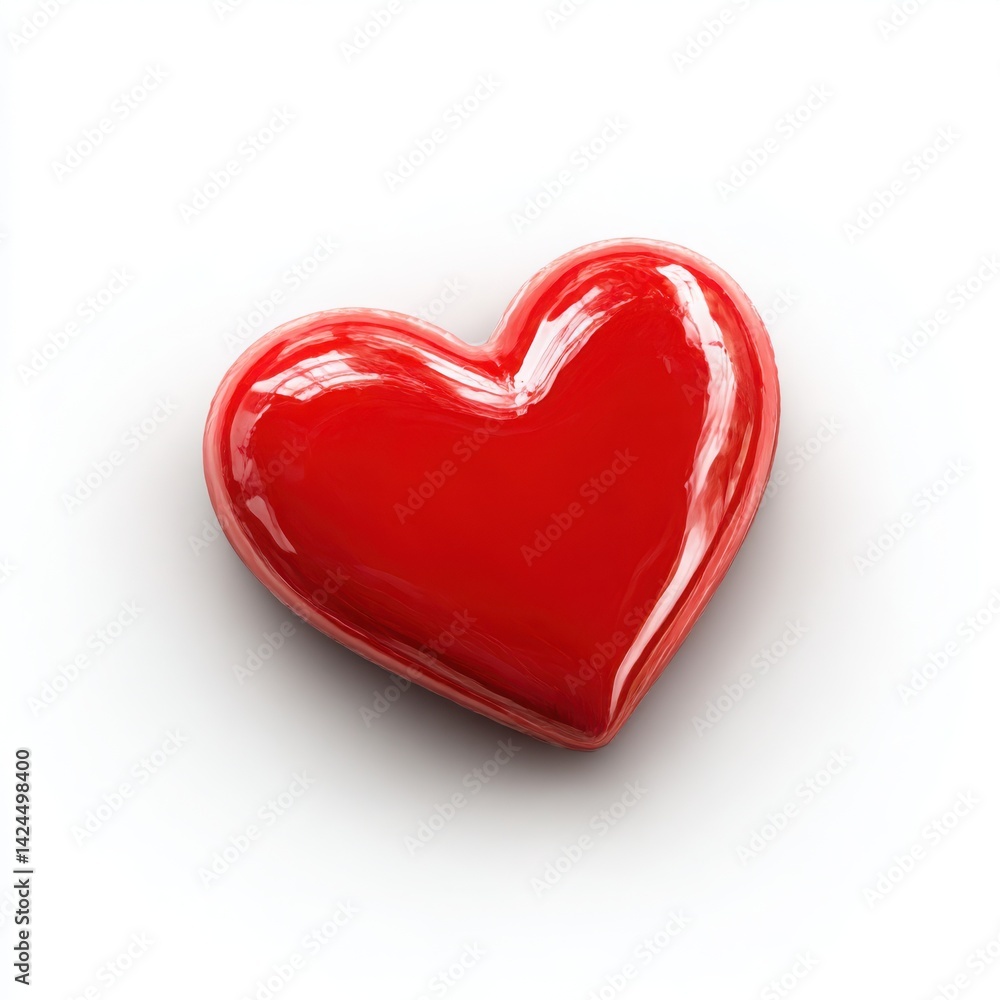 Shiny red heart shape object on white background Shiny red heart shape object on white background