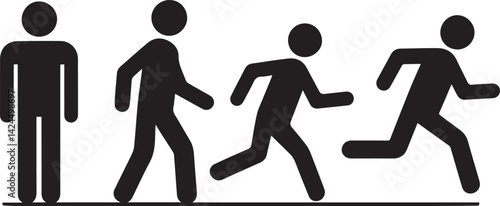 Sequence of Human Motion Silhouettes from Walking to Running
