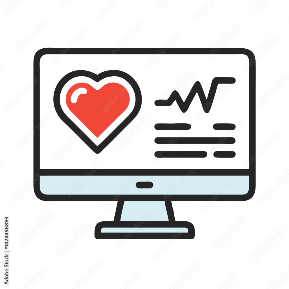 Monitor with Heart Icon Representing Digital Love and Online Connection Monitor with Heart Icon Representing Digital Love and Online Connection