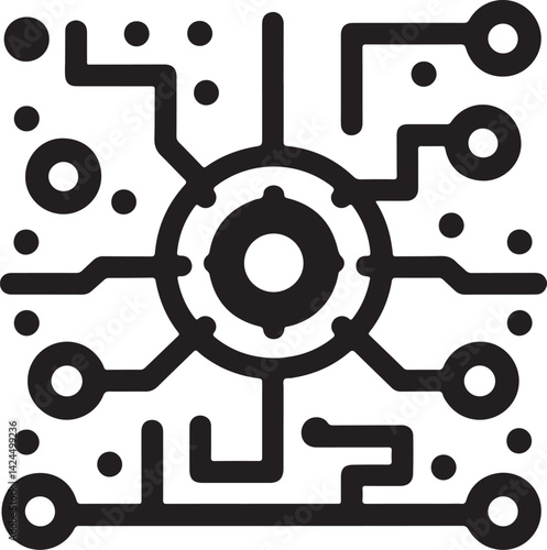 Silhouette vector of a circuit diagram icon, representing electrical circuits, schematics, and technology design for electronic systems.