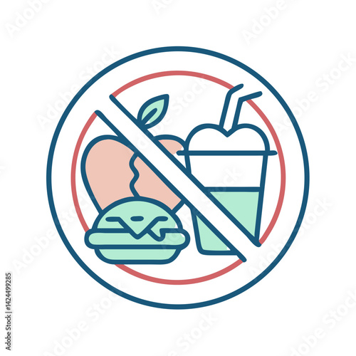 No Fast Food Icon Representing Healthy Eating and Dietary Restrictions