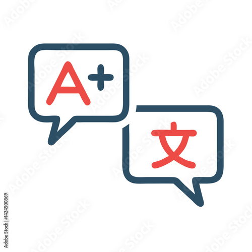 Speech Bubbles with Translation Icon Representing Multilingual Communication and Language Interpretation