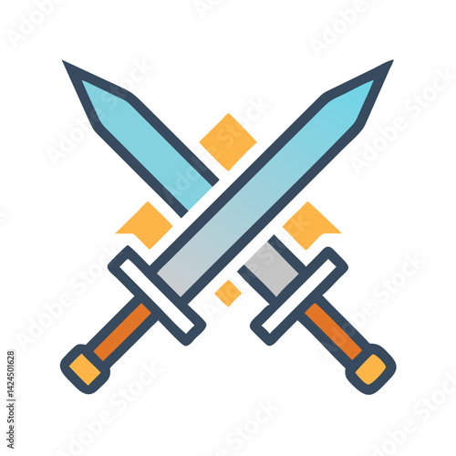 Twin Swords Icon Representing Conflict and Combat Duel Symbolism