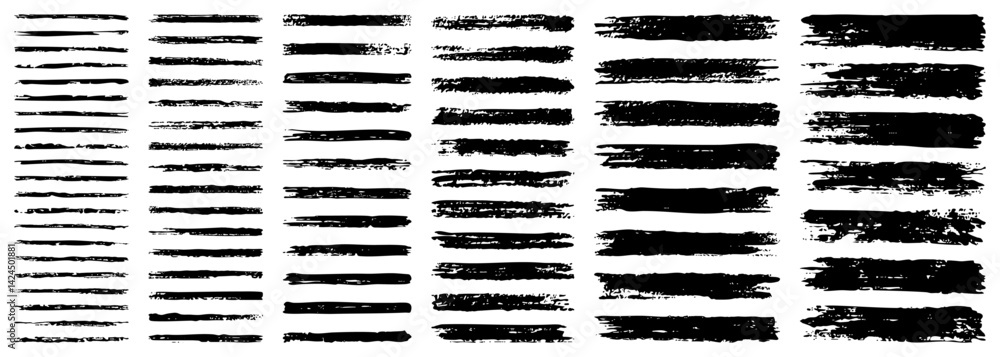 set of grunge black paint, ink brush strokes. brush collection isolated on white background. Trendy brush stroke for black ink paint,grunge backdrop, dirt banner,watercolor design and dirty texture