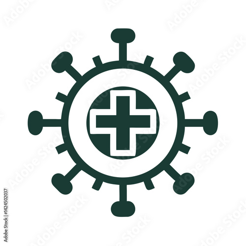 Virus with Cross Icon Representing Infection Prevention and Disease Control