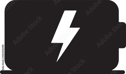 Silhouette vector of a low battery icon, symbolizing low power, energy warning, and device needing charge, ideal for tech and mobile designs.