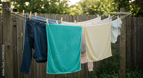 Wallpaper Mural Laundry Drying on Clothesline in Backyard Torontodigital.ca