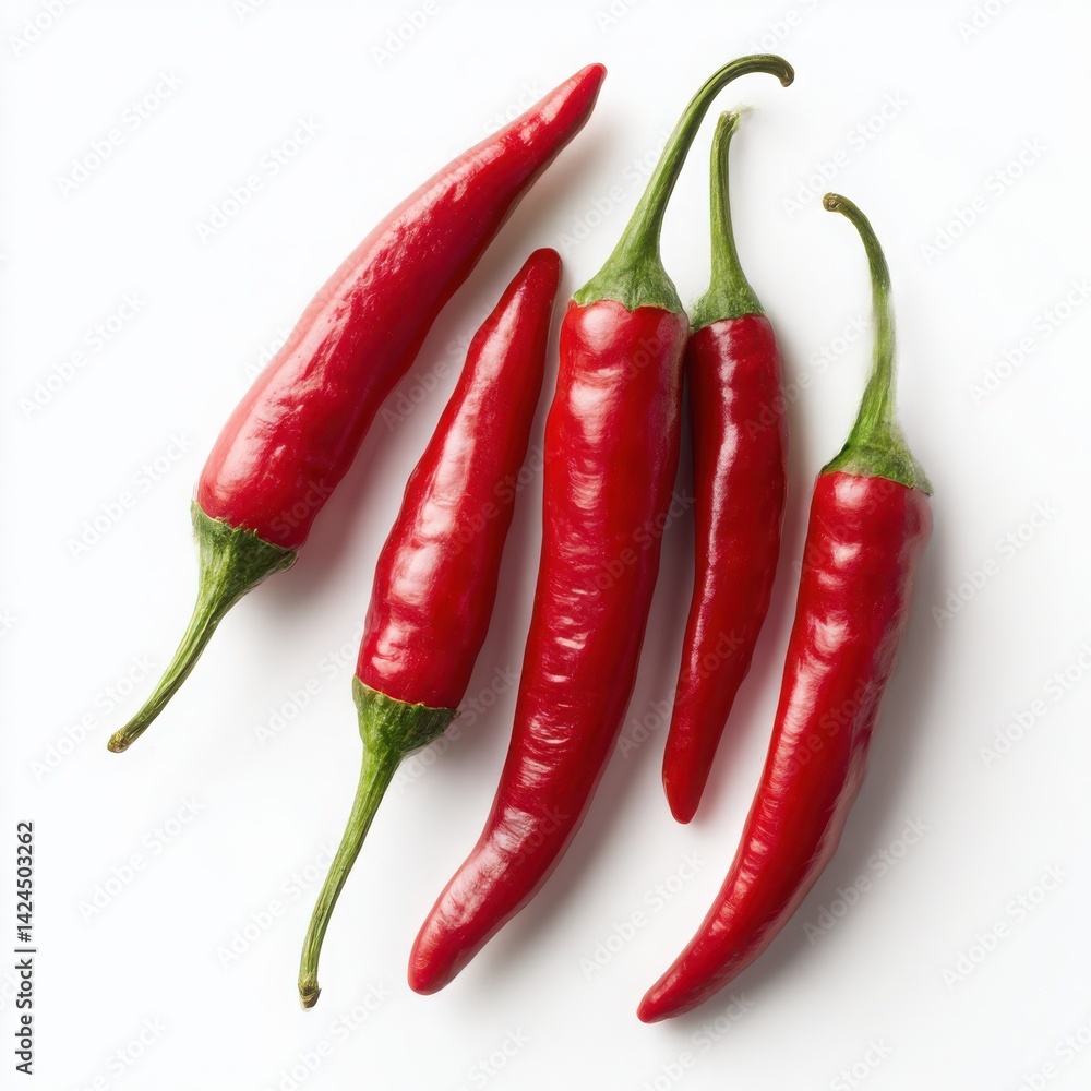 Red chili peppers group close up on white background Red chili peppers group close up on white background