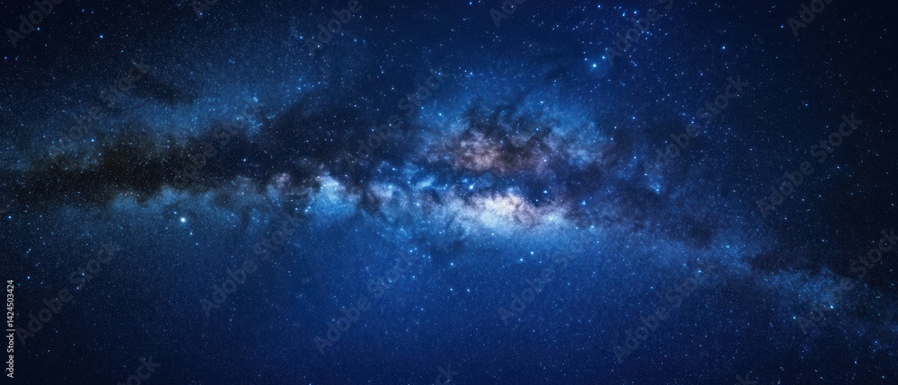 Fototapeta premium Majestic Milky Way Galaxy: A Celestial Tapestry of Stars and Nebulae