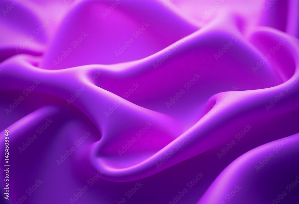 Obraz premium Soft folds of rich purple silk ripple gracefully, catching the light in a tranquil space. This luxurious fabric evokes feelings of elegance and serenity, inviting touch and admiration Generative AI