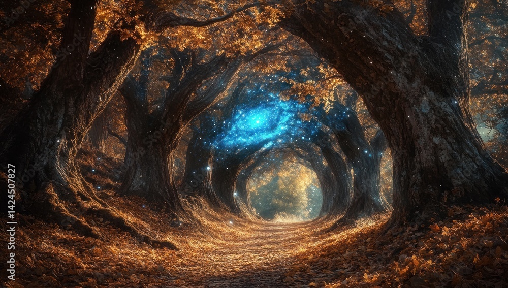 Enchanted Autumnal Forest Path: A Mystical Journey Through Glowing Trees Enchanted Autumnal Forest Path: A Mystical Journey Through Glowing Trees