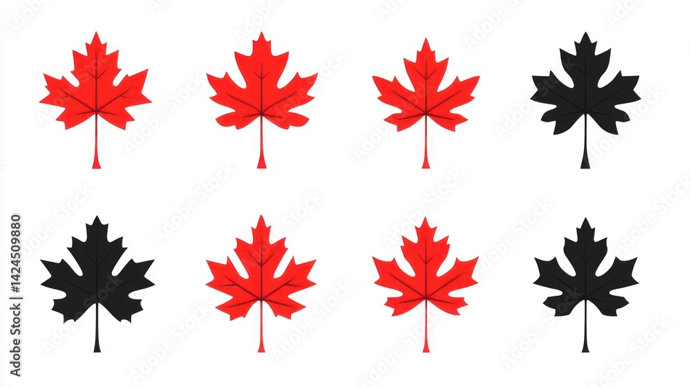 Red and black maple leaves autumn design elements Red and black maple leaves autumn design elements