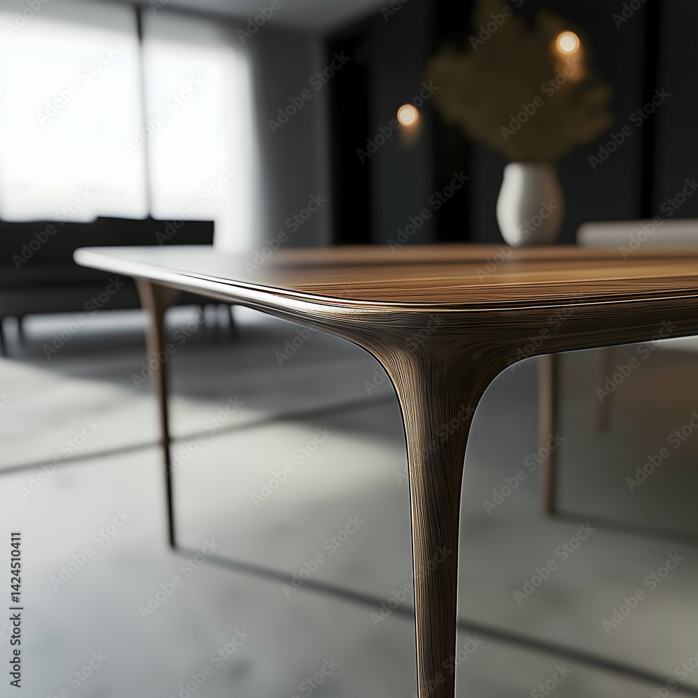 Luxury Wooden Dining Table with Carved Legs and Polished Finish – High-End Interior