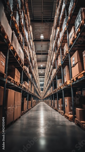 Wallpaper Mural Infinite Aisles: A Warehouse Perspective Torontodigital.ca