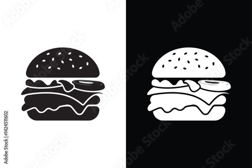 Cheese Burger icon vector on White Background ,Vector Art Illustration on white background.