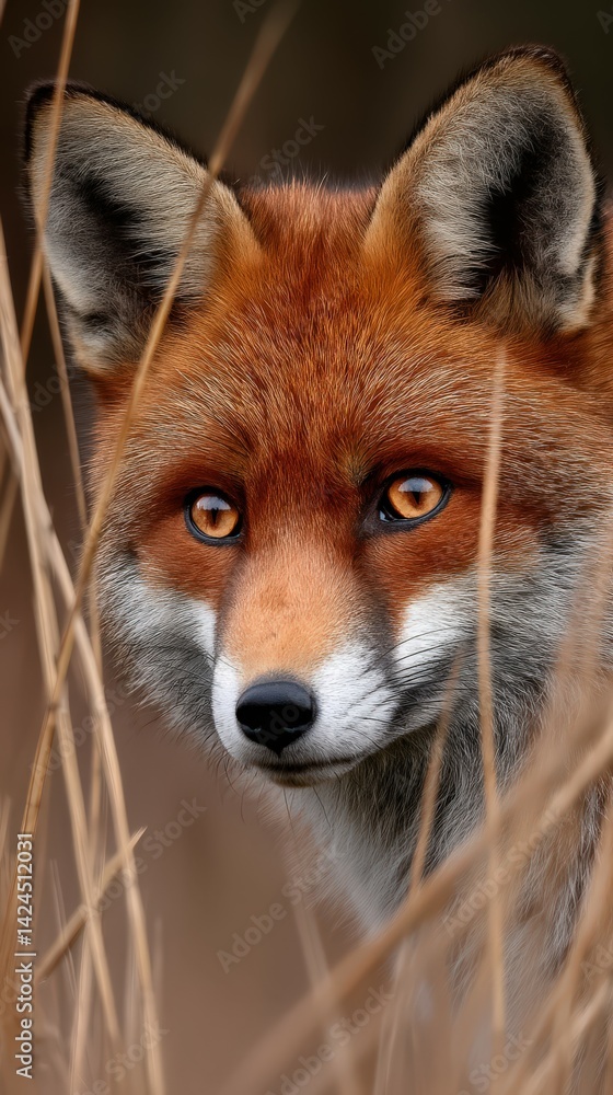 Red fox quietly watching its autumn surroundings Red fox quietly watching its autumn surroundings