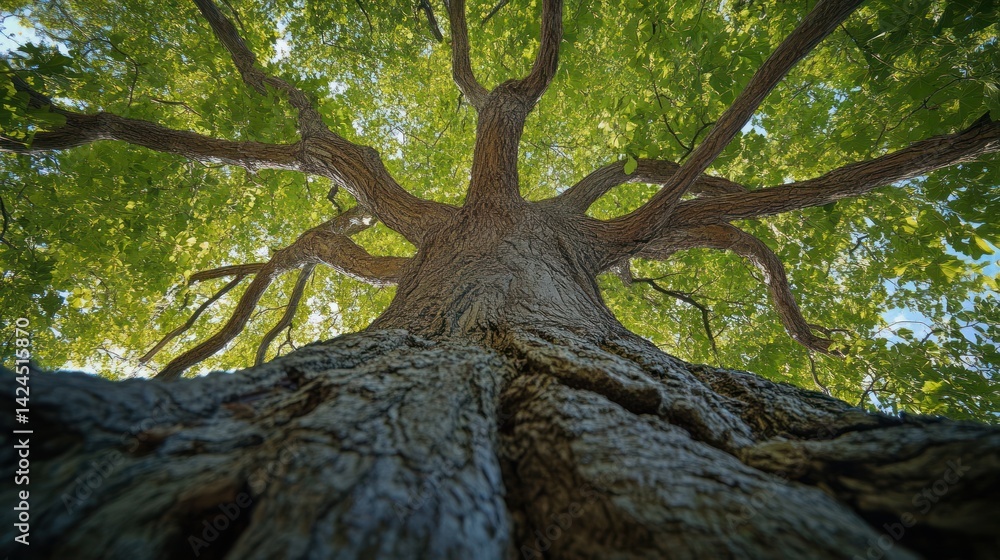 Naklejka premium Majestic, ancient tree canopy viewed from below.