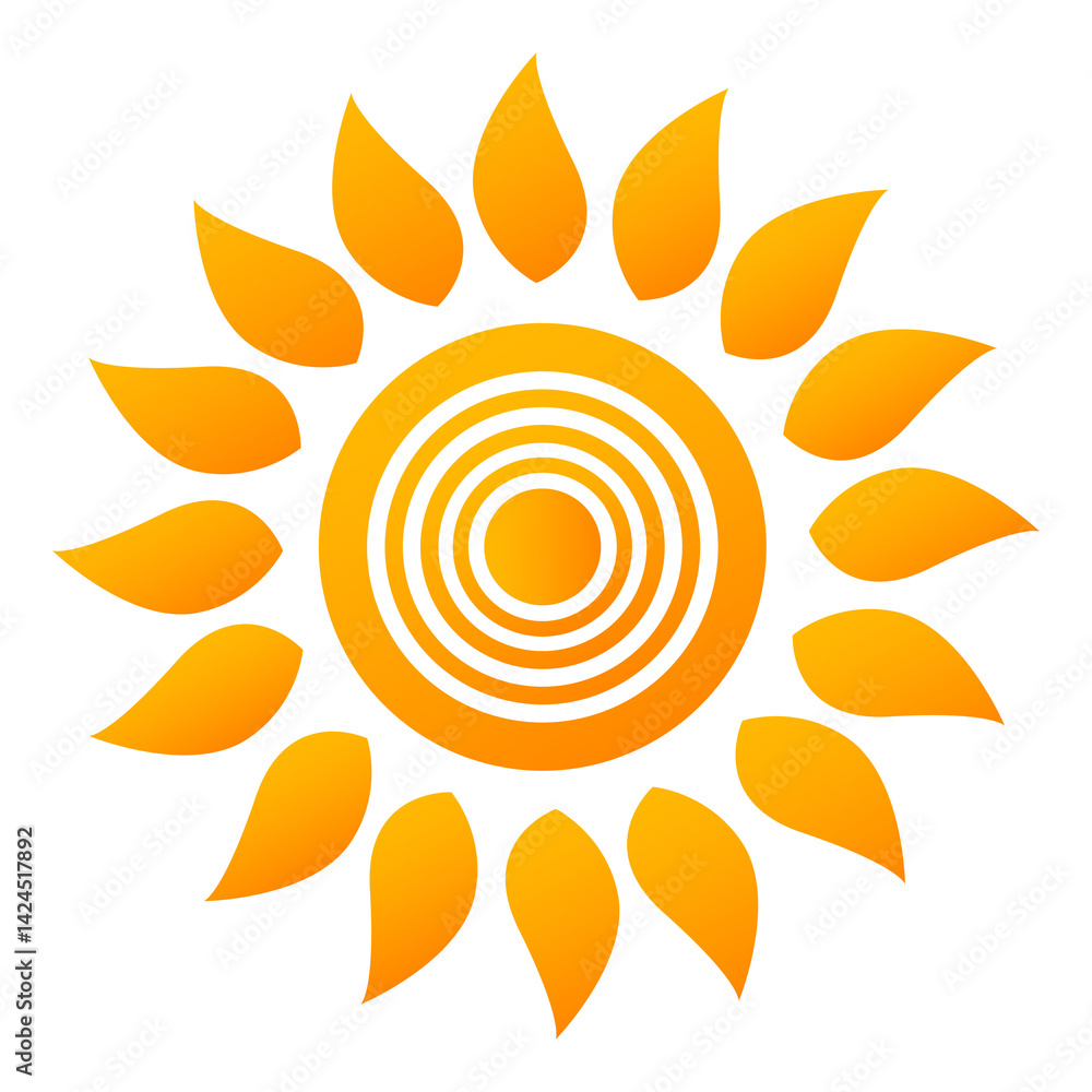 Yellow orange sun with rays isolated design Yellow orange sun with rays isolated design