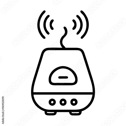 Smart diffuser emitting aroma waves against a minimalistic background  