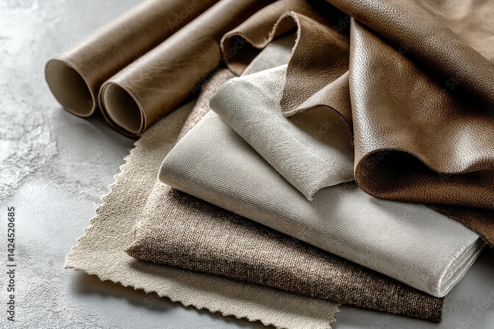 Textiles and materials laid out for design inspiration