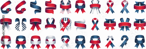 Free Download Vector sheet of ribbon icons with curled, straight, and twisted designs – Perfect for gift wrapping, holiday decorations, or branding. - GFXLoad