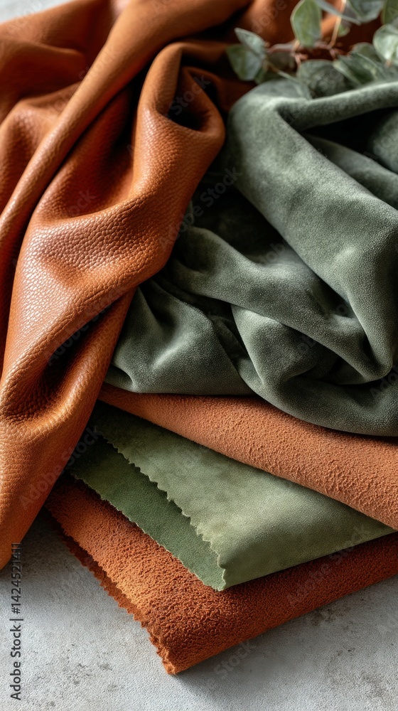 Warm-toned leather and suede textures