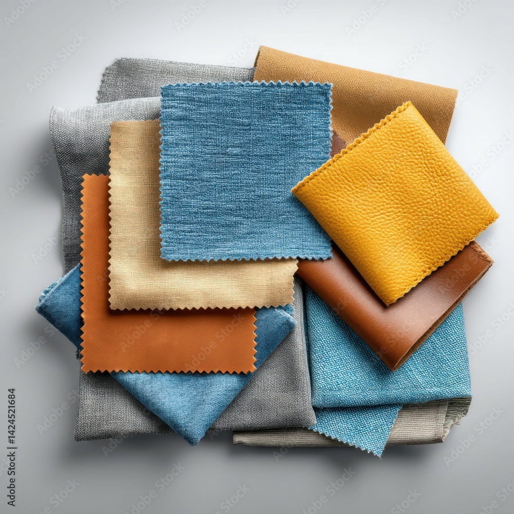 Artfully arranged colorful fabric swatches