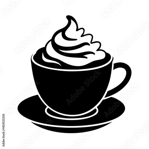 coffee with whipped cream icon, coffee with whipped cream silhouette vector illustration-simple silhouette illustration of coffee with whipped cream,coffee with whipped cream vector