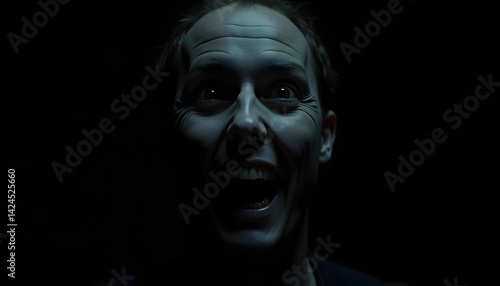 Creepy Smiling Man in Darkness
