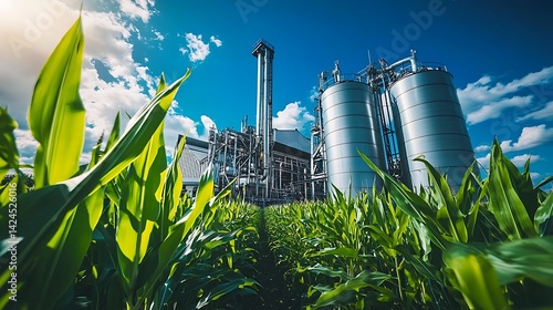 Modern facility amidst cornfield
