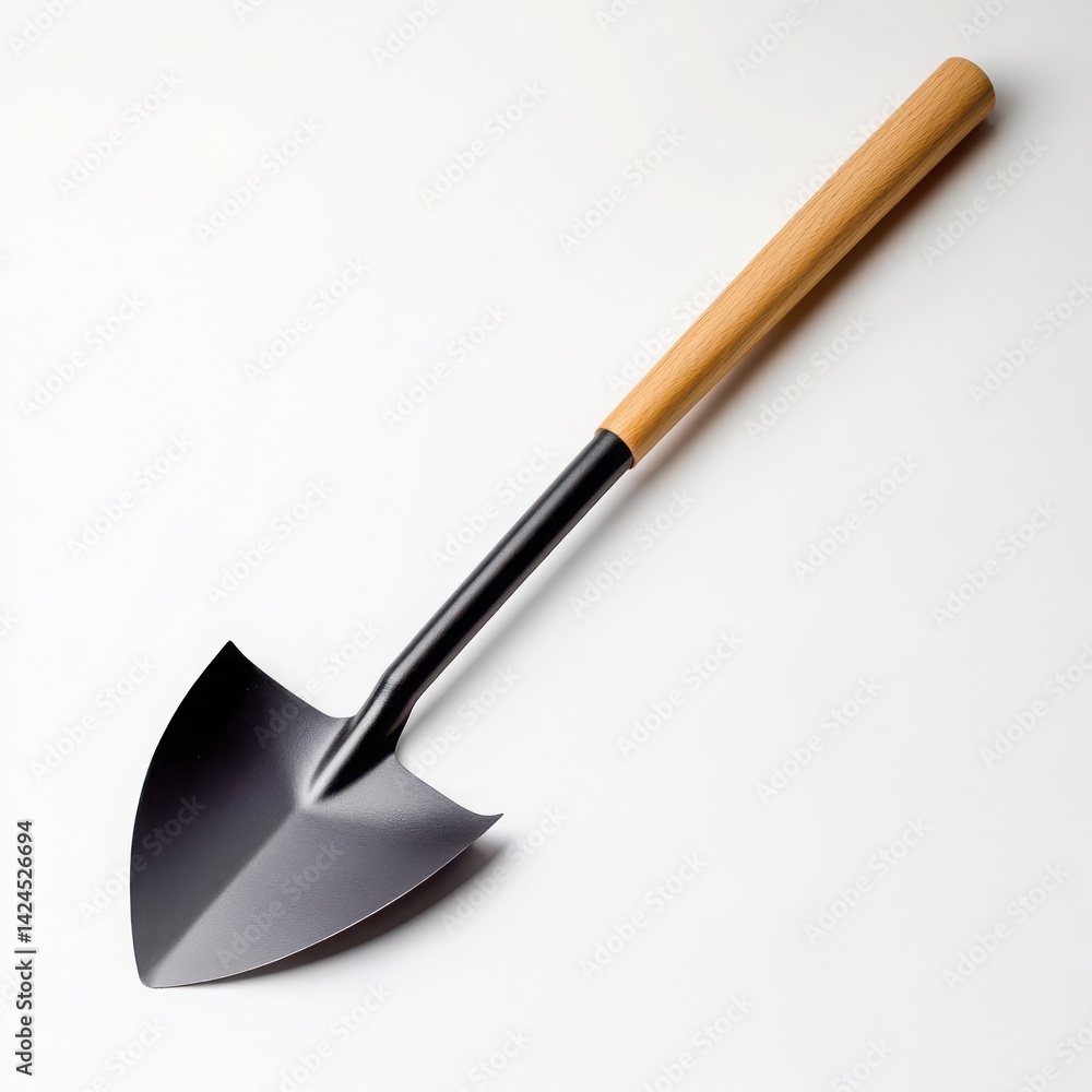 Small shovel with wooden handle isolated on white background Small shovel with wooden handle isolated on white background