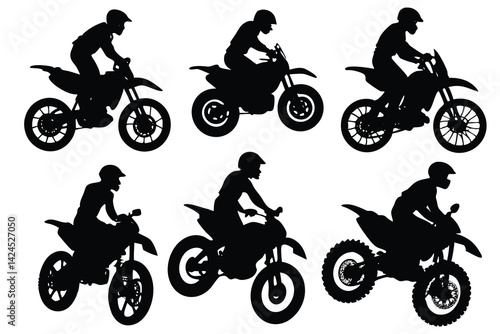 Motocross Riders Silhouettes, Offroad Bikes, Extreme Sports, Motorsports, Speed, Action