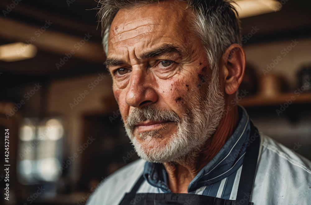 A closeup portrait of a seasoned Butcher A closeup portrait of a seasoned Butcher