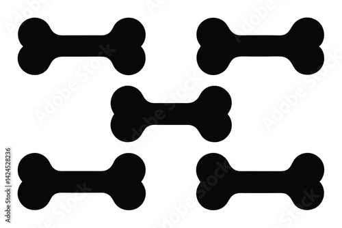 Seamless Pattern Of Black Dog Bones Against A Clean White Background