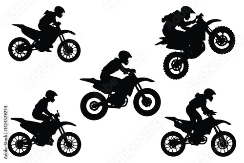 Silhouette of Motorcross Rider Jumping and Performing Tricks on Motorcycles