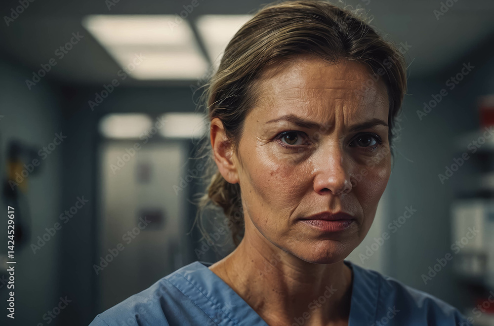 Fototapeta premium A closeup portrait of a seasoned Nurse standing