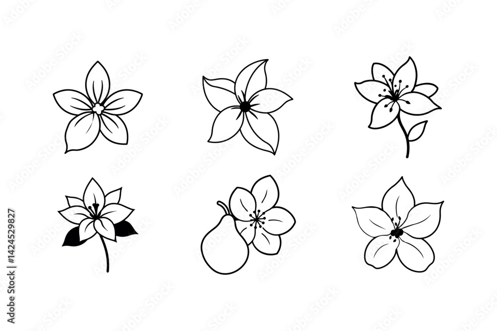 Obraz premium Lemon Orange Pear Blossom Floral Vector Design